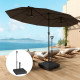 Outsunny Garden Parasol Base with Adjustable Wheels and Handle, Garden Sun Umbrella Base Parasol Stand, Filled Up to 55kg with S