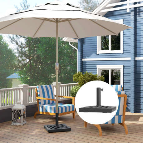 Outsunny Garden Parasol Base, 15kg HDPE Outdoor Umbrella Stand Parasol Stand with Cut-Out Design, Sun Umbrella Base for Deck Poo