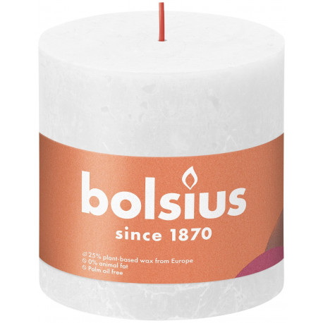 Cloudy White Bolsius Rustic Shine Pillar Candle (100 x 100mm)