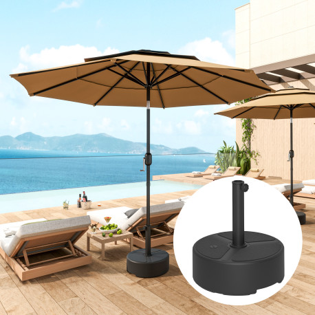 Outsunny Round Garden Parasol Base, Garden Umbrella Stand Heavy Duty Parasol Base, Filled Up to 20kg with Stand or 18kg with Wat