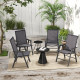 Outsunny Set of 4 Foldable Metal Garden Chairs Outdoor Patio Park Dining Seat Furniture Charcoal Grey