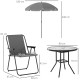 Outsunny Set of 4 Foldable Metal Garden Chairs Outdoor Patio Park Dining Seat Furniture Charcoal Grey