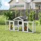 PawHut Large Chicken Coop, Wooden Garden Hen House, Poultry Coops Cages with Run, Nesting Box, Grey