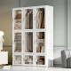 Portable Clothes Wardrobe for Bedroom, Foldable Clothes Organiser with Cube Storage, Hanging Rods, Magnet Doors, White