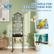 Portable Clothes Wardrobe for Bedroom, Foldable Clothes Organiser with Cube Storage, Hanging Rods, Magnet Doors, White