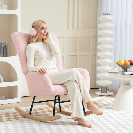 Teddy Fleece Rocking Chair - Pink