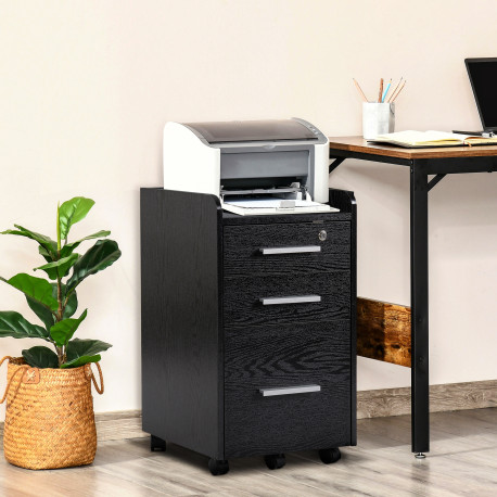 Three-Drawer Lockable Filing Cabinet - Black