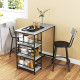 Three-Piece Kitchen Dining Set, with Shelves - Grey/Black