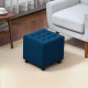 Velvet-Feel Square Ottoman - Blue