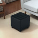 Velvet-Feel Square Ottoman - Grey