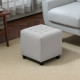 Velvet-Feel Square Ottoman - Light Grey