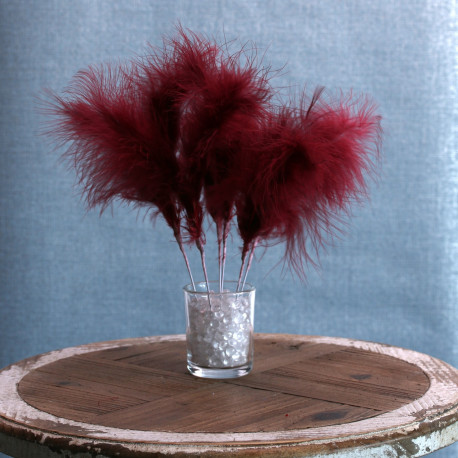 Burgundy Fluff Feathers (6 Pack)