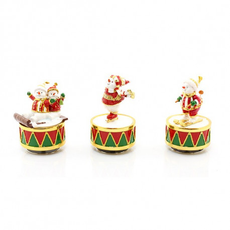 Christmas Snowman Enamelled Musical Figurine Collectibles (3 Assorted Designs)