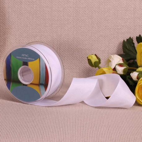 White Grosgrain Ribbon (38mm x 20m)