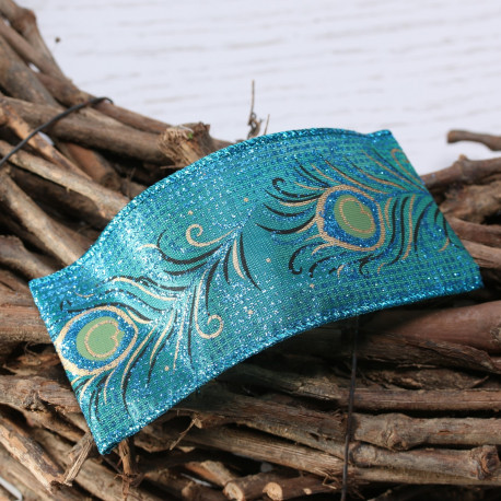 Turquoise peacock ribbon (63mm x 10yd)