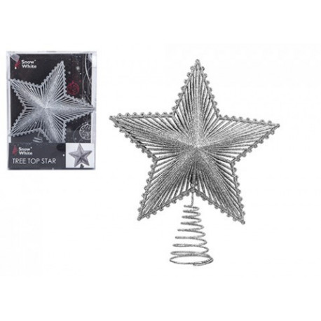 20cm Luxury Tree Top Star Silver