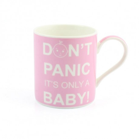 'Exclusive' Don't Panic its only a Baby Mug - Pink - Gift Boxed