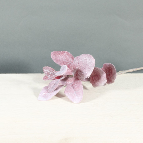 Small Burgundy Glitter Flocked lambs Ear Stem