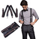 Mens 40mm High Elasticity Braces Fashion Trousers Suspenders - Brown Stripes