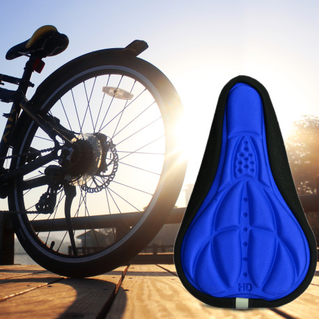 Cycling Bicycle Bike Silicone Saddle 3D Seat Cover Cushion Soft Pad - Blue