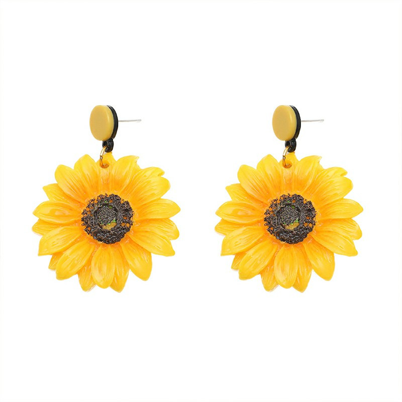 1 Pair Women Ear Stud Flower Pendant Exaggerated Dangle Drop Earrings