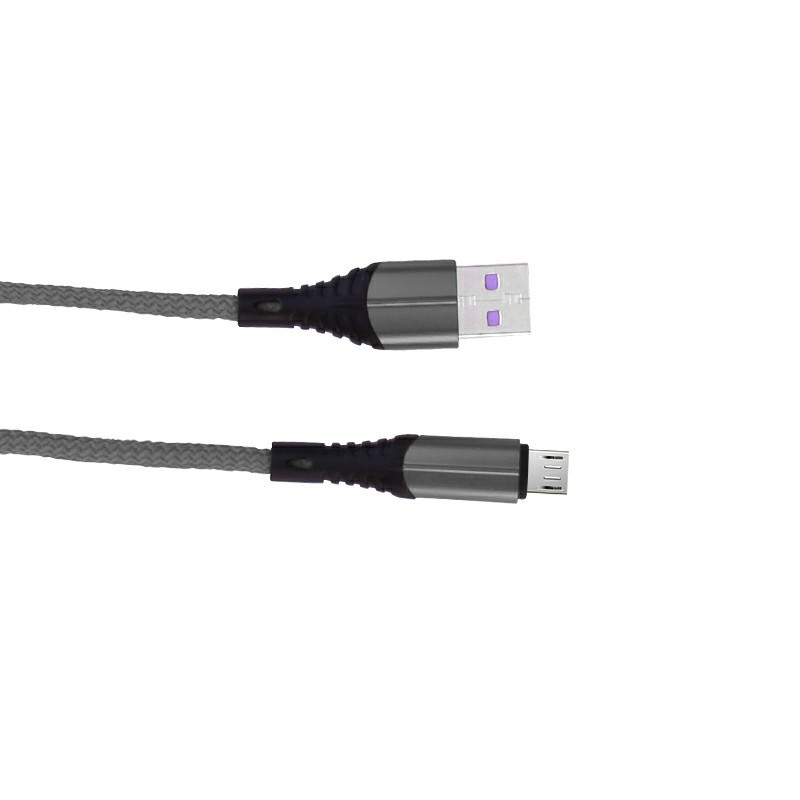 1m Braided Micro USB Charge Cable Android Charger Cable for Samsung Huawei Phones - Grey