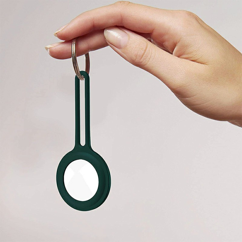 Air Tag Silicone Loop Holder Keyring Carry Case for Apple - Green