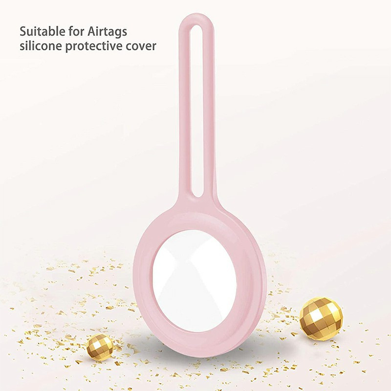 Air Tag Silicone Loop Holder Keyring Carry Case for Apple - Pink