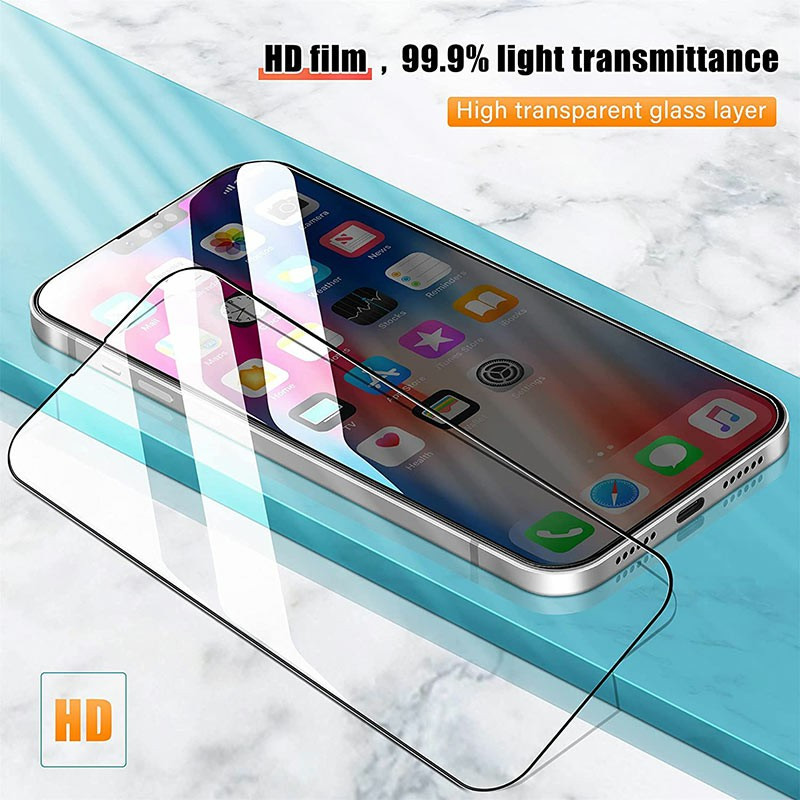 9D Full Cover Tempered Glass Screen Protector for iPhone 13/13 Pro - Black