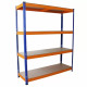 Monster Racking S-Rax Warehouse Storage Shelving, Blue/Orange, 150cm W, 50cm D
