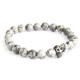 3x Pewter Skull / Grey Agate - Gemstone Bracelet