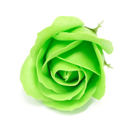 10x Craft Soap Flowers - Med Rose - Green