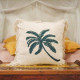 Linen Cushion 60x60cm Palm Tree  with Fringe