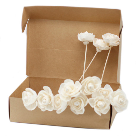 12x Natural Diffuser Flowers - Rose on Reed