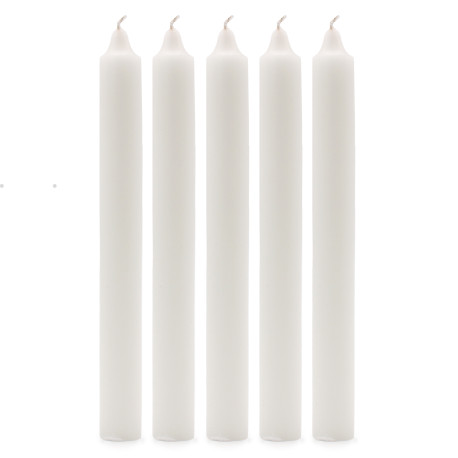 Solid Colour Dinner Candles - Rustic White - Pack of 5