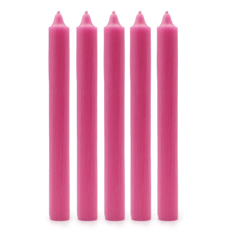 Solid Colour Dinner Candles - Rustic Deep Pink - Pack of 5