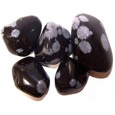 24x L Tumble Stones - Obsidian Snowflake