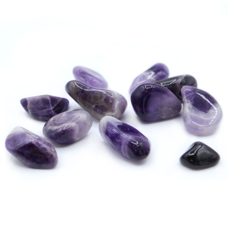 24x Tumble Stones - Amethyst Banded Band A