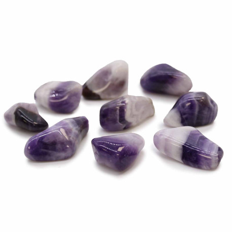24x M Tumble Stones - Amethyst Banded (Grade B)