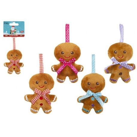 10Cm Gingerbread Mini Plush with ribbon loop (4 assorted colours)