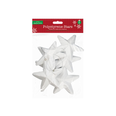 Hanging Polystyrene Stars (Pack of 6)