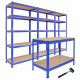 Monster Racking: 3 T-Rax Storage Shelving Units &amp; 120cm Q-Rax Workbench
