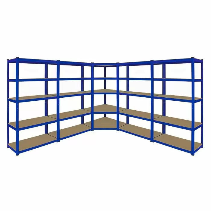Monster Racking T-Rax Corner Shelving Unit &amp; 4x 90cm Garage Storage Bays, Blue
