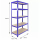 Monster Racking T-Rax Metal Storage Shelves, Blue, 90cm W, 45cm D, Set of 5 F1