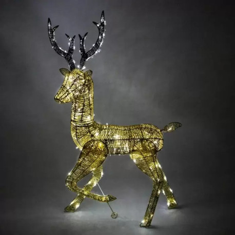 Light Up Reindeer Gold Stag - 120cm 200 Ice White LED