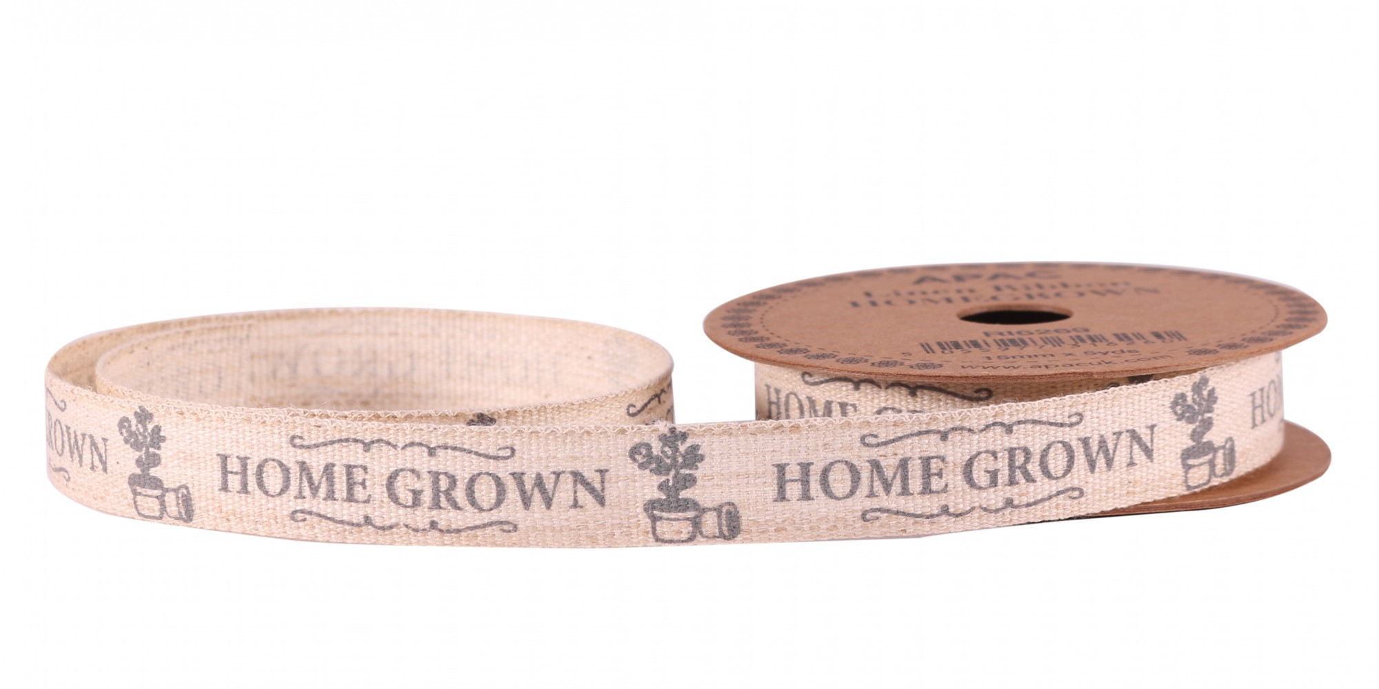 \'Homegrown\' Grey Linen Ribbon 15mm