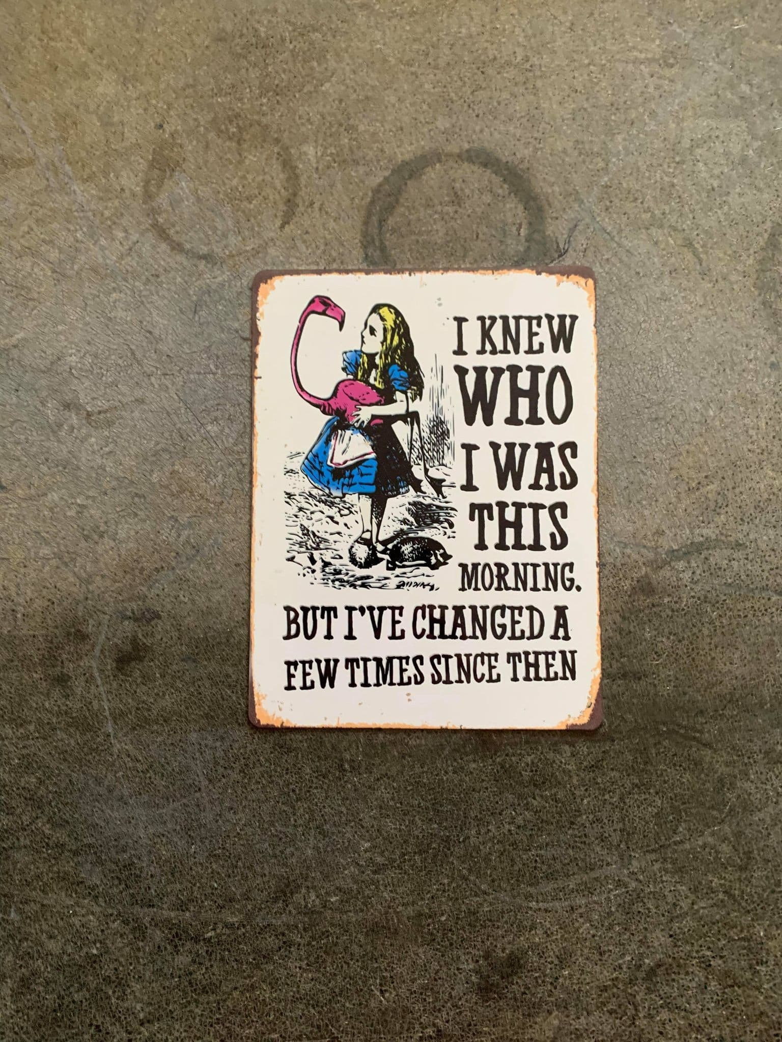 Alice in wonderland , I knew who i was, but i've changed - Metal Advertising Wall Sign