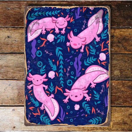 Axolotl pattern sea weirdo fish  Metal Wall Sign Plaque