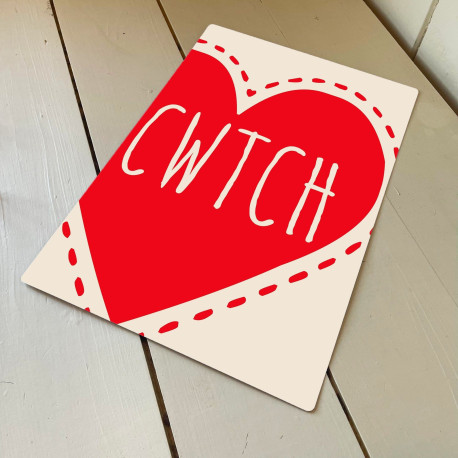 Cwtch Welsh Cuddle  - Metal Advertising Wall Sign