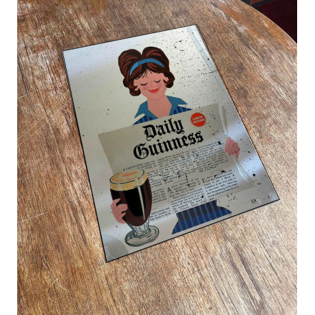 Daily guinness Mirror  - Mirroed Metal Wall Sign